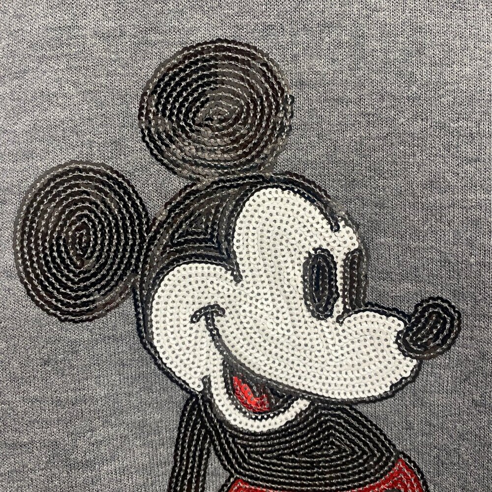 Disney Mickey Mouse Sequin Pullover Sweatshirt Heather Gray Size Large - Picture 5 of 6
